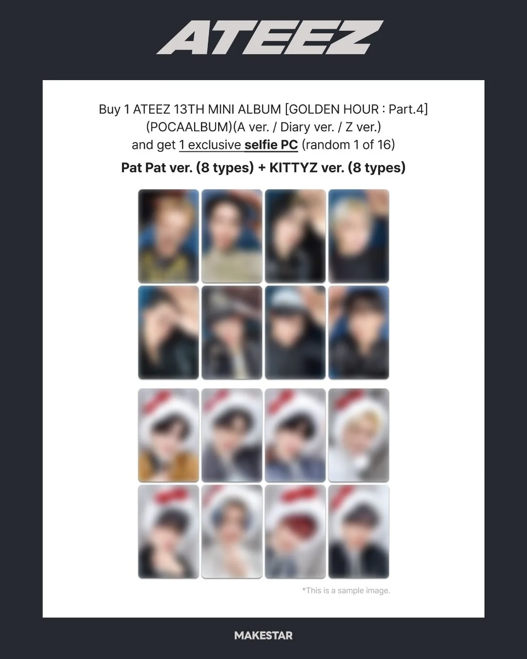 ATEEZ - 13TH MINI ALBUM [GOLDEN HOUR : PART.4] (POCAALBUM VER.) + MAKESTAR LUCKY DRAW EVENT PHOTOCARD - Image 2