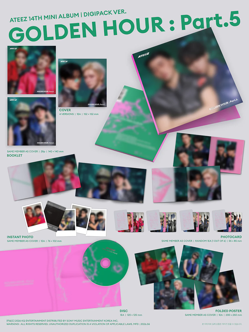 ATEEZ - 14TH MINI ALBUM [GOLDEN HOUR : PART.5] (DIGIPACK UNIT VER.) + APPLEMUSIC POB PHOTOCARD - Image 4