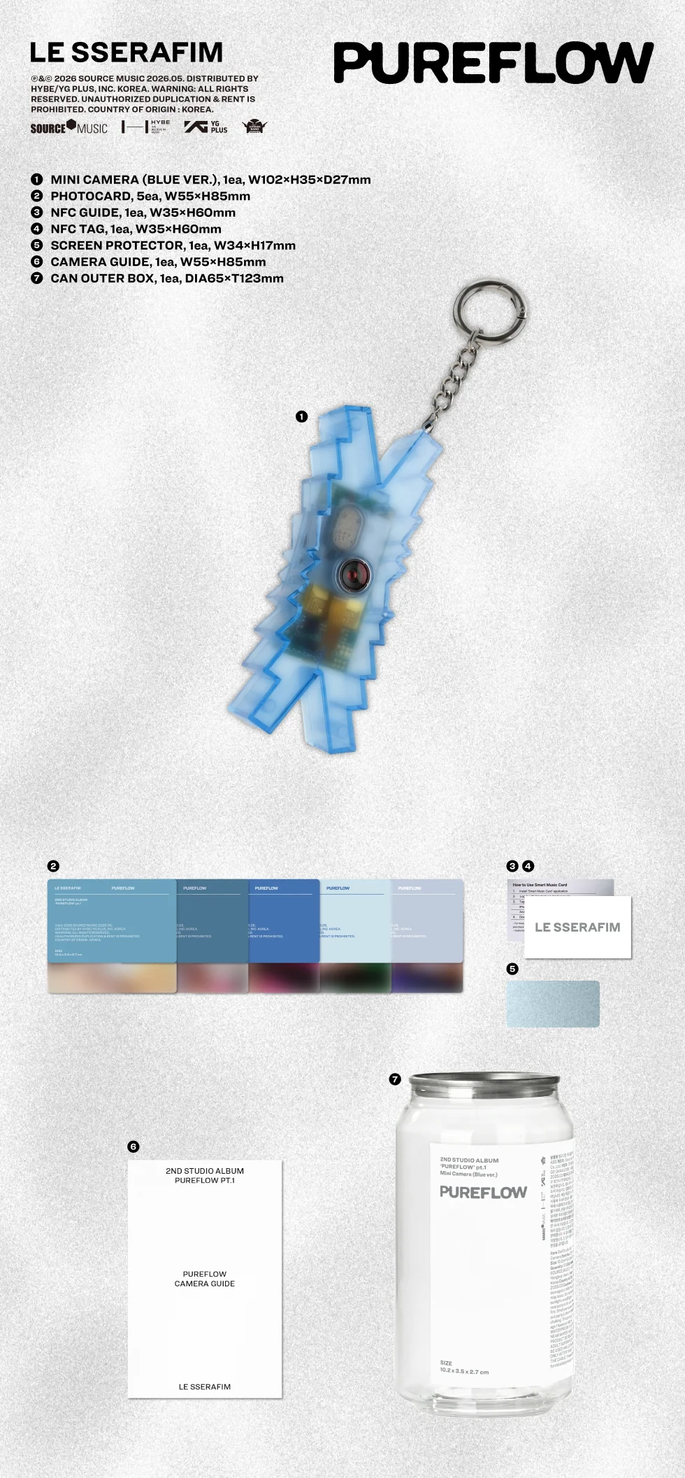 LE SSERAFIM - 2ND STUDIO ALBUM [PUREFLOW PT.1] (MINI CAMERA VER.) - Image 3
