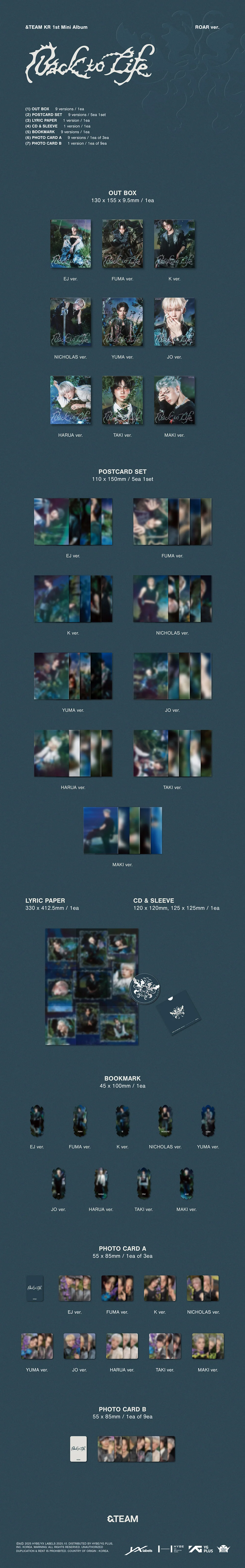 &TEAM - BACK TO LIFE (ROAR VER.) [1ST KR MINI ALBUM] - Image 2
